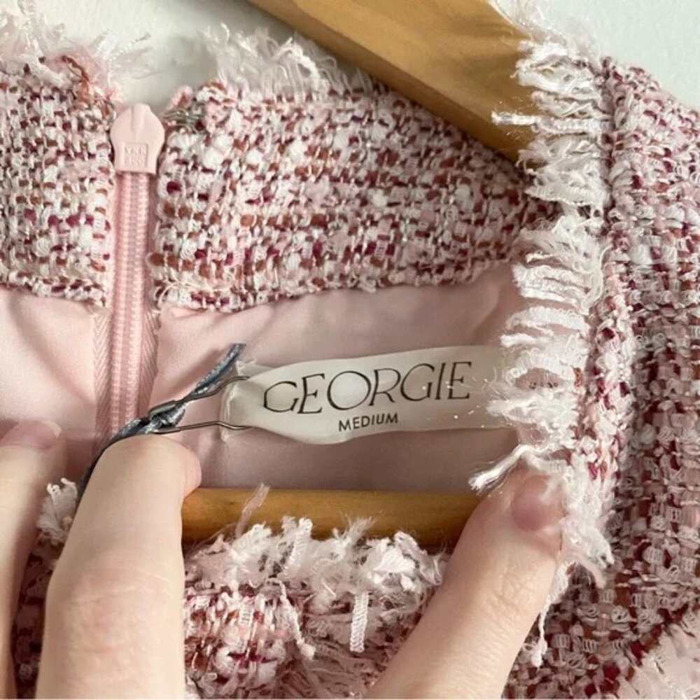 GEORGIE Pink Tweed Sleeveless Mini Dress NEW - Picture 7 of 8